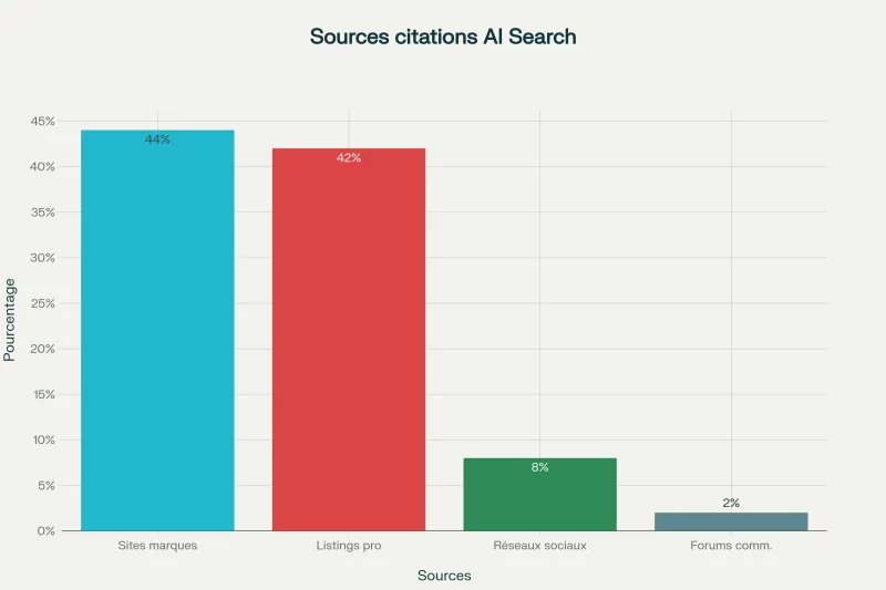 Répartition des sources citées par l'AI Search en 2025